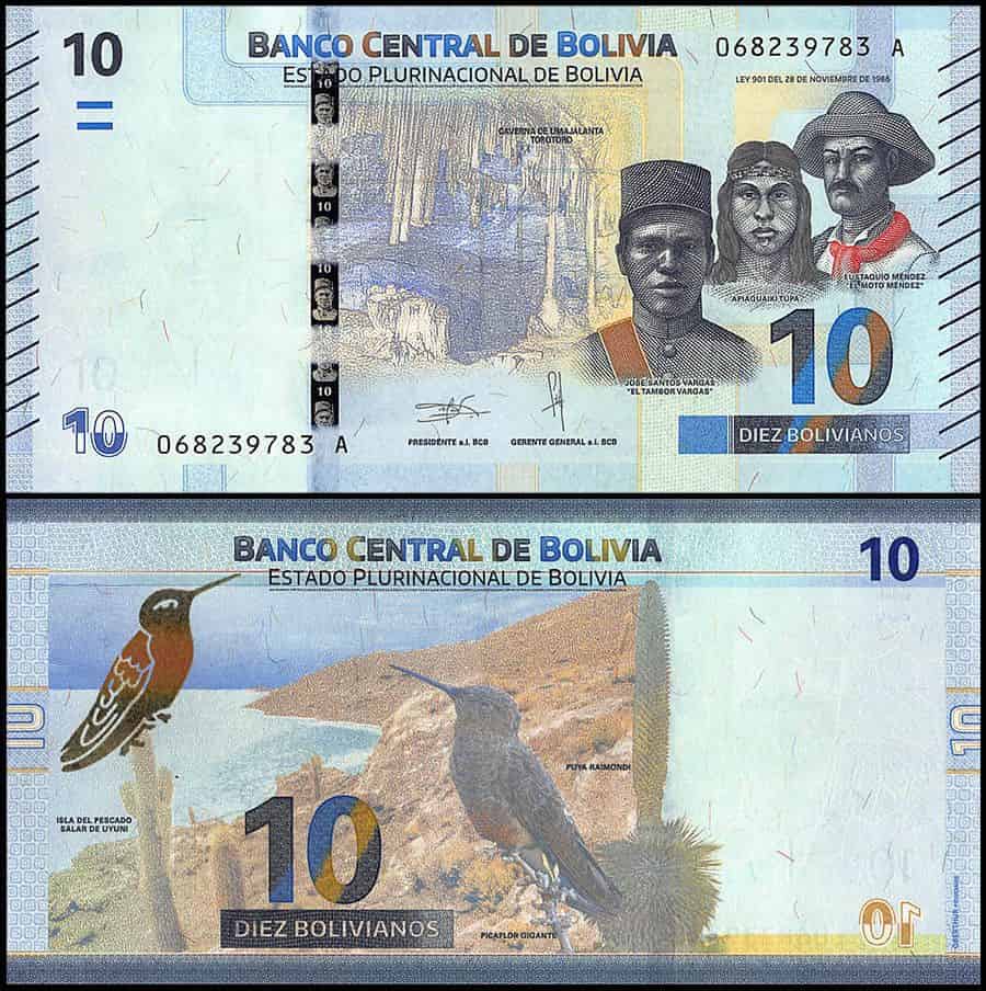 Hình ảnh tờ 10 Boliviano Bolivia