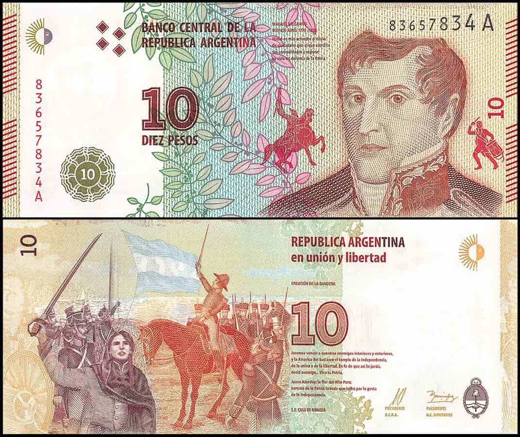 Hình ảnh tờ 10 Peso Argentina