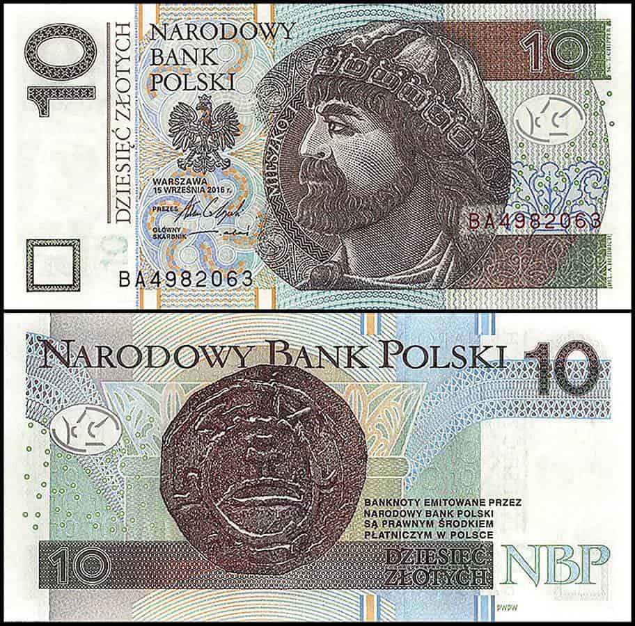 Hình ảnh tờ 10 Zlotych Ba Lan