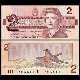 2 Đô La Canada tiền cũ