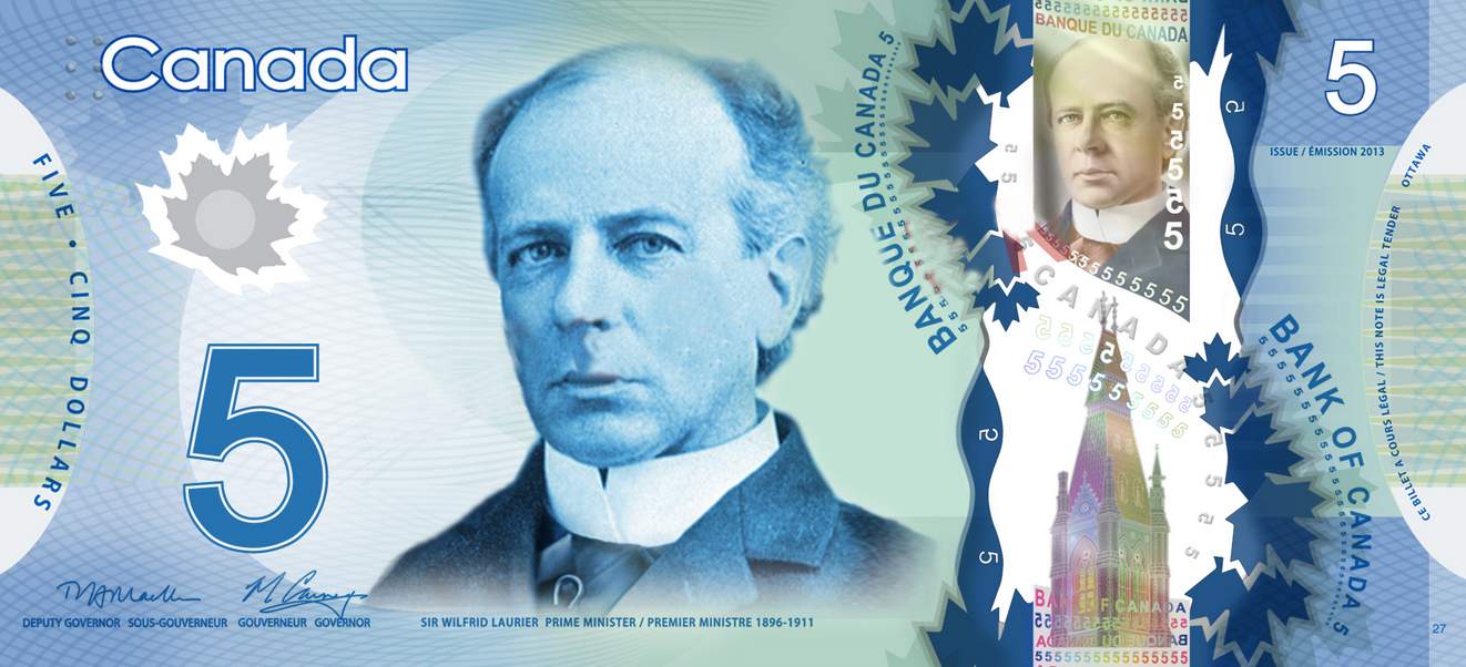 Ảnh Tiền 5 Đô Canada rõ nét