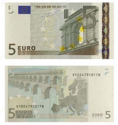 Hai mặt tờ 5 Euro