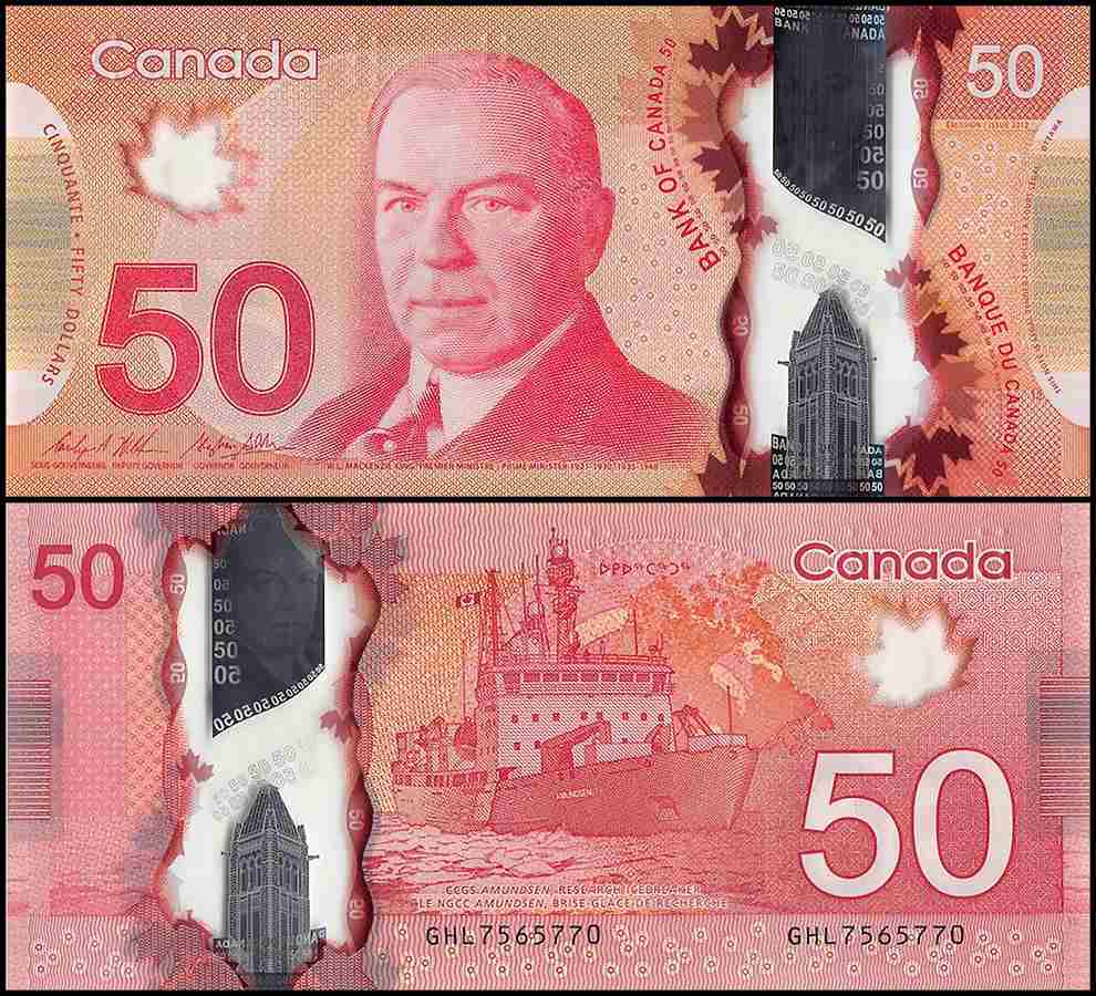 Hai mặt tờ 50 Đô la Canada