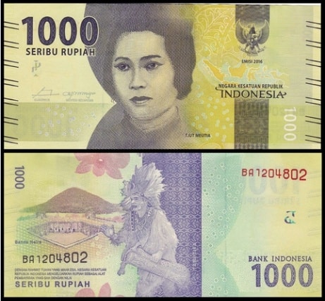 Hai mặt tờ tiền 1000Rp