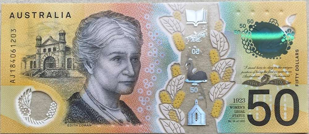 Mặt sau tờ 50 Đô Úc phiên bản mới