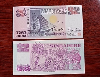 Tờ 2 Đô Singapore phiên bản cũ