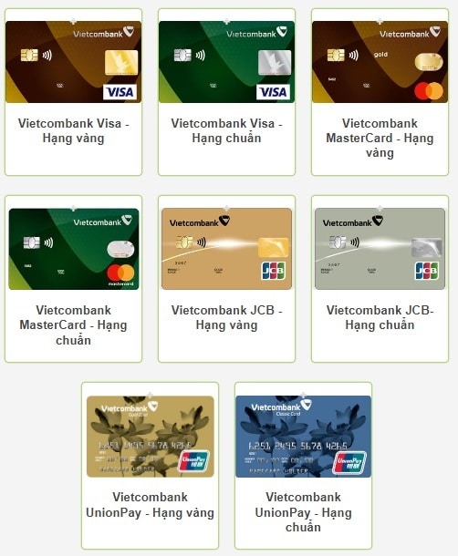 Các Thẻ Tín Dụng Vietcombank