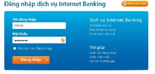 Giao diện đăng nhập Internet Banking VIB