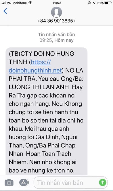 SMS Lừa Đảo Đòi Nợ