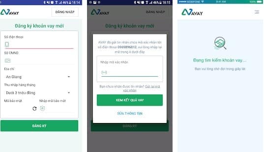 Các bước đăng ký khoản vay tại app Avay