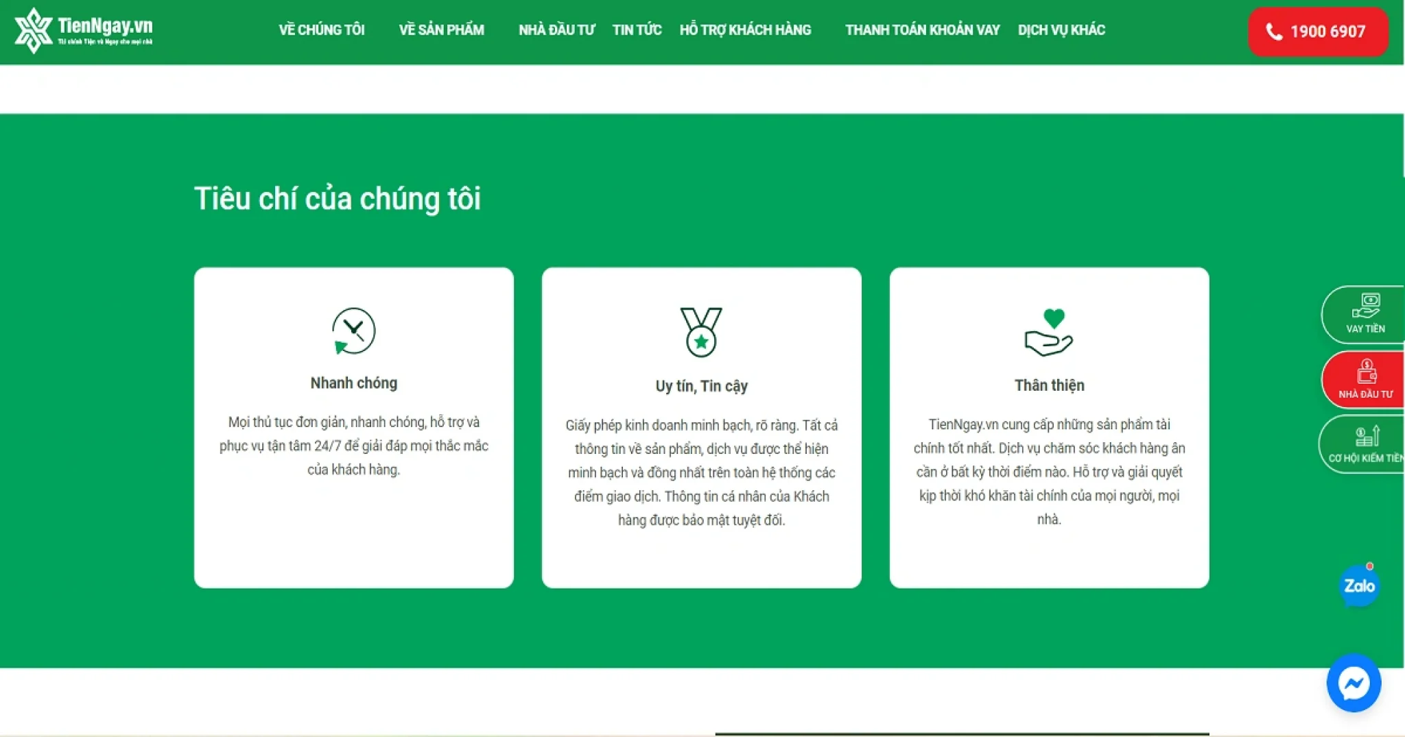 Giao diện website Tienngay.vn