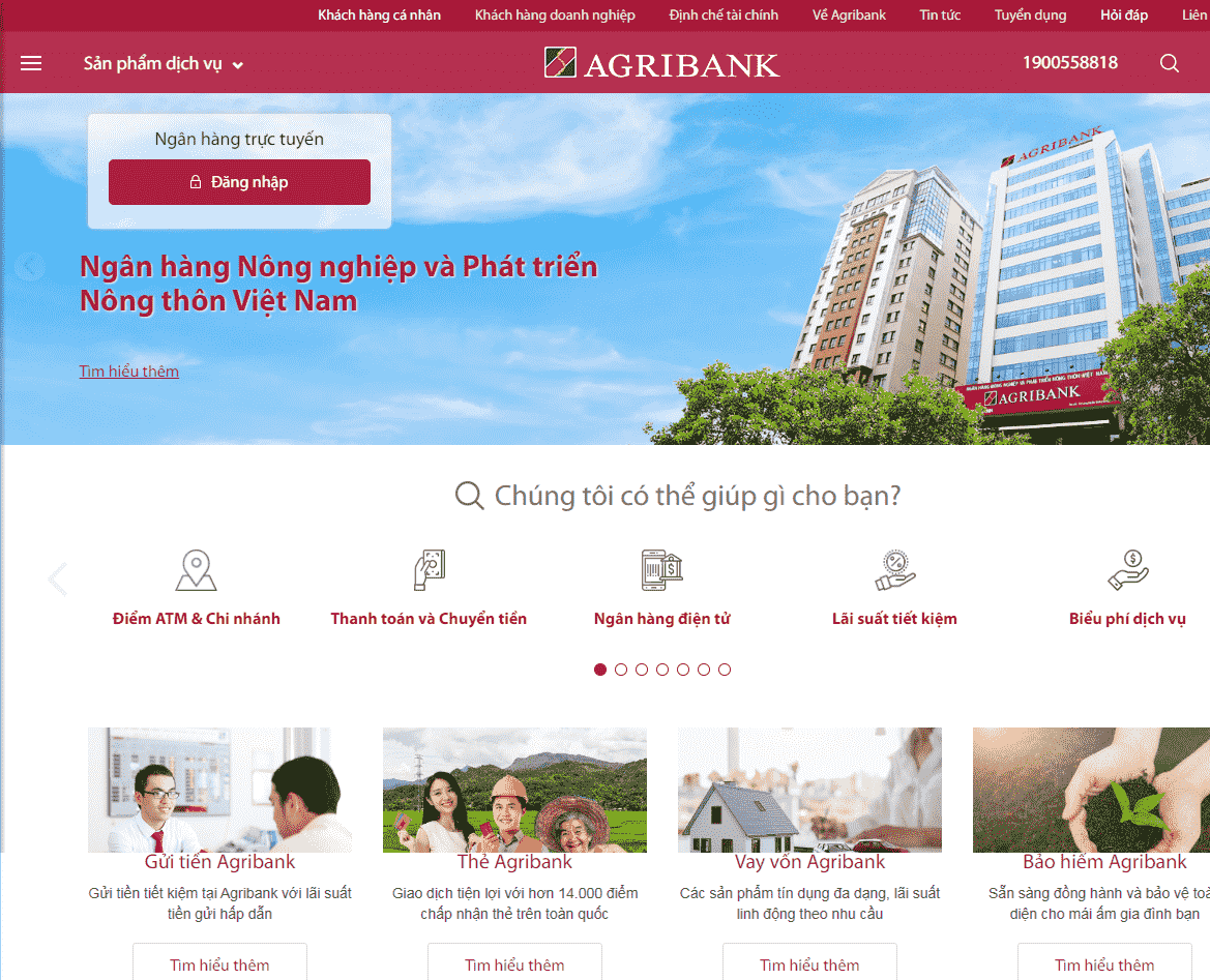 Webiste ngân hàng Agribank