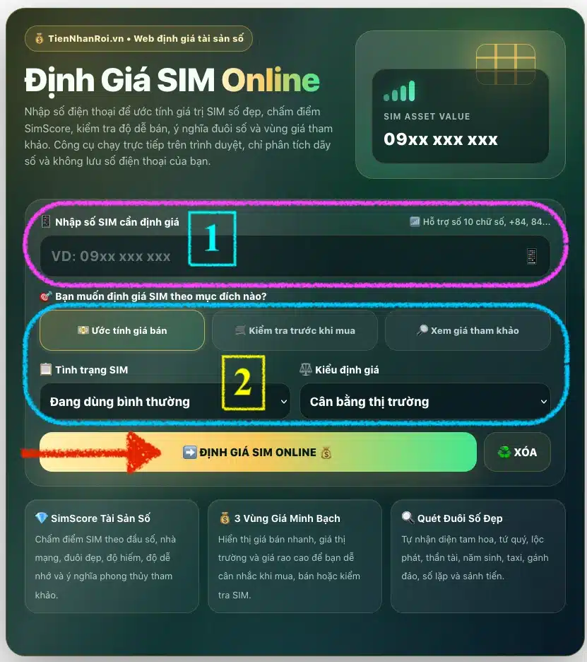 Cách Dùng Web Định Giá SIM Online